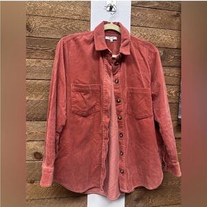 Madewell Women's Corduroy Button Down Shirt in Rust Red